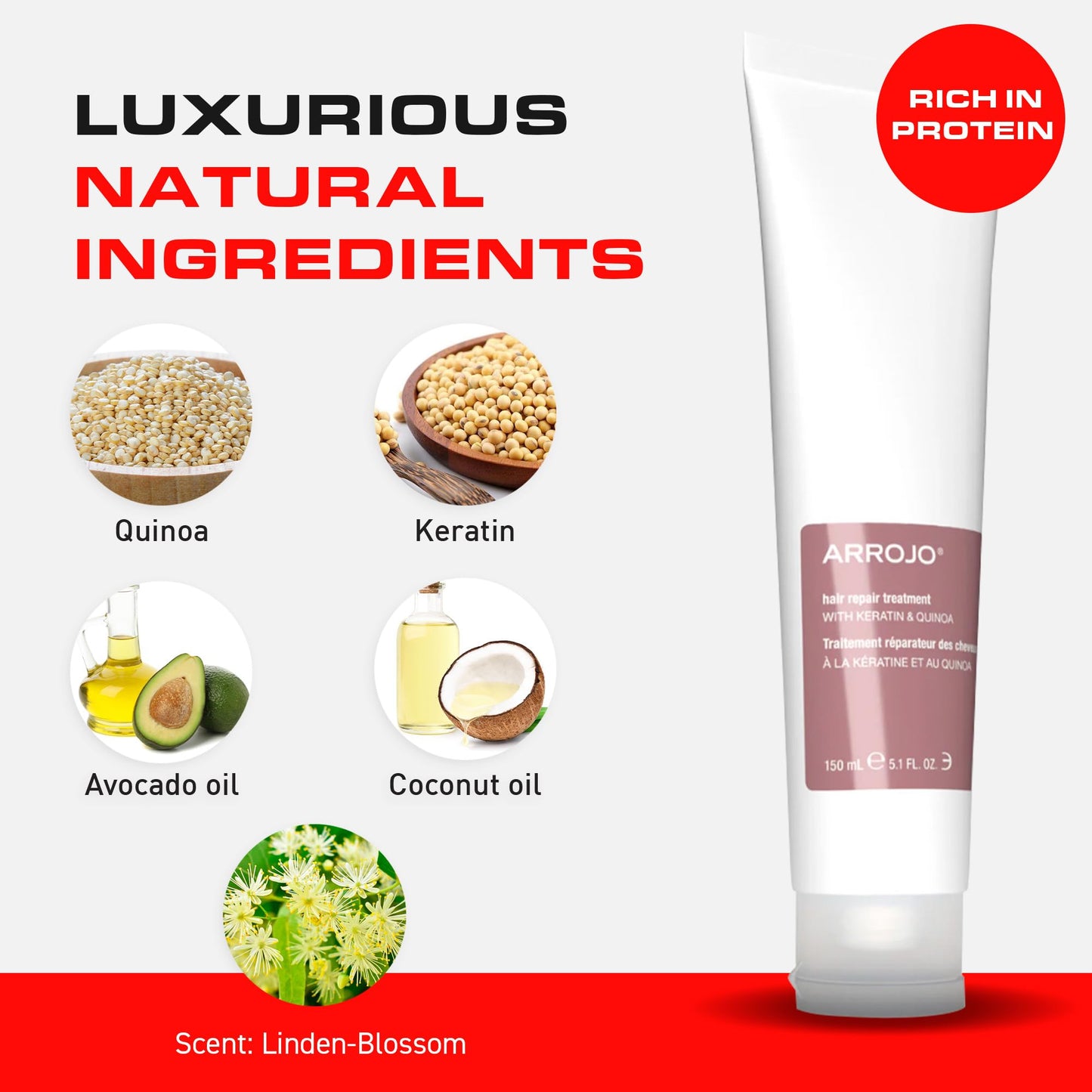 Arrojo Hair Repair Treatment, 5.1 fl oz - Cruelty-Free, Paraben-Free Sulfate-Free Hair Conditioner Mask with Keratin, Avocado & Coconut Oil - Ideal