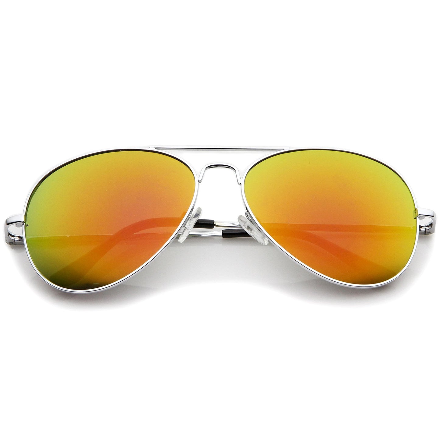 zeroUV - Premium Full Mirrored Aviator Sunglasses w/Flash Mirror Lens (3-Pack Silver | Orange)