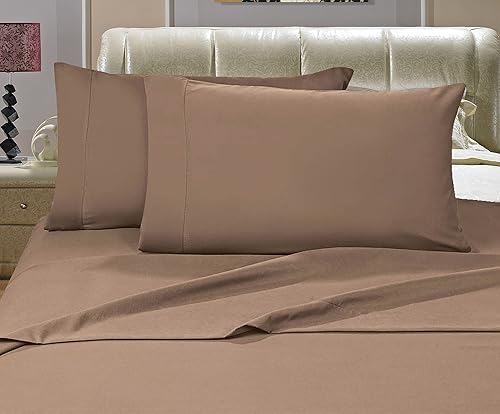 CELINE LINEN Luxurious Bed Sheets Set on Amazon 1800 Premier Hotel Quality Wrinkle Free 4-Piece Sheet Set with Deep Pockets, King Taupe