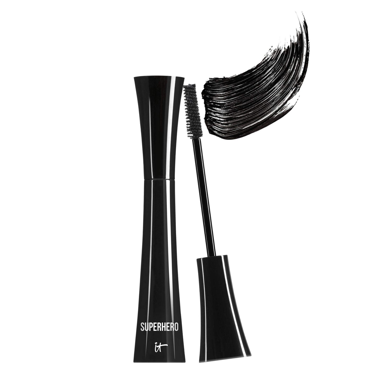 IT Cosmetics Superhero Mascara - Volumizing & Lengthening Black Mascara, Buildable Lash Volume, Collagen, Biotin, Peptides, Lifting & Curling Formula