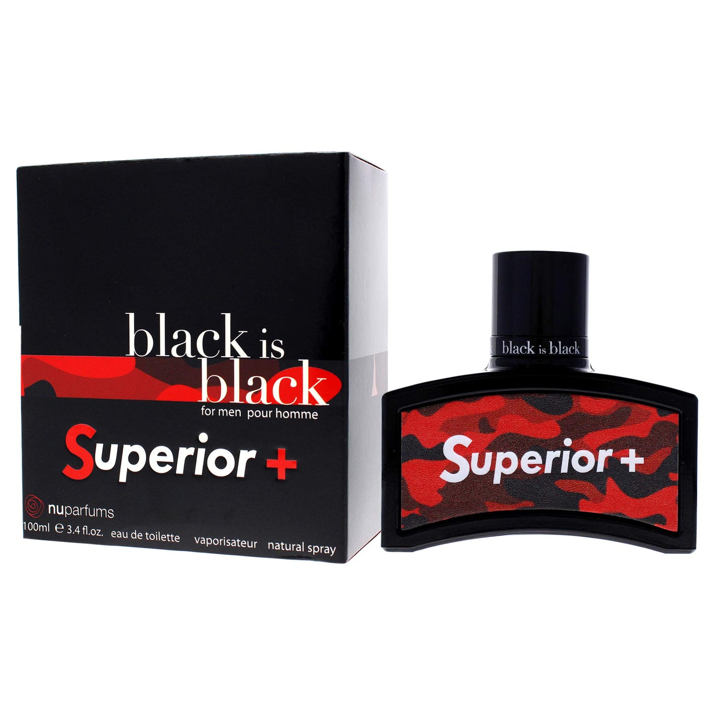 NU Parfums Black Is Black Superior Plus for Men Eau de Toilette Spray, 3.4 Ounce