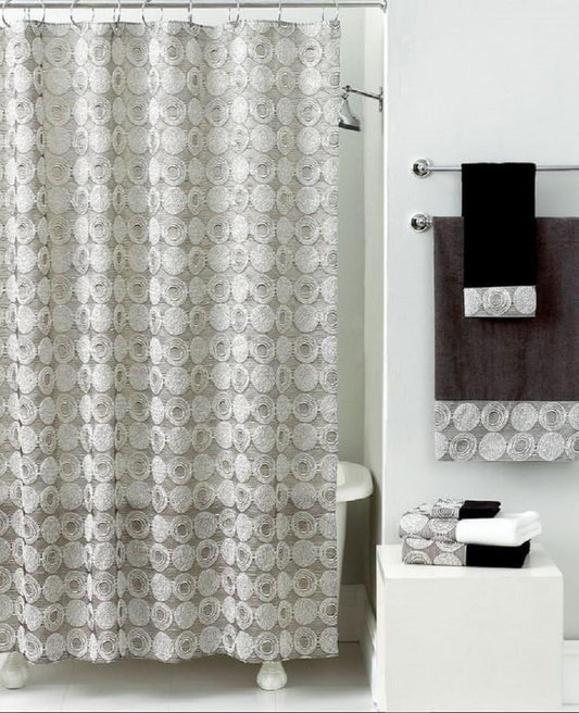 Avanti Linens - Fabric Shower Curtain, Stylish Bathroom Decor (Galaxy Collection, Silver)