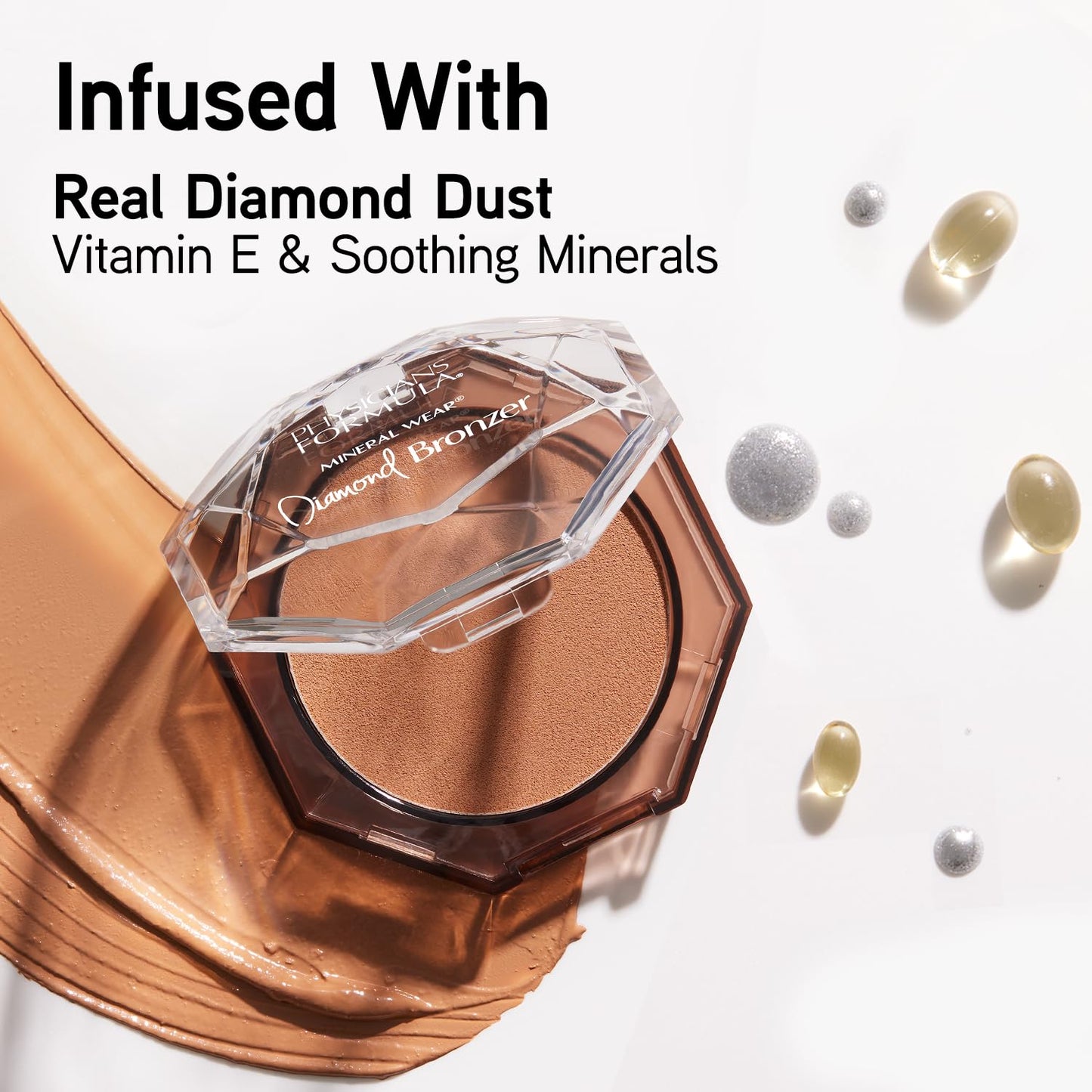 Physicians Formula Mineral Wear®Diamond Bronzer - Creamy Powder-Serum Hybrid, Weightless & Dewy Finish, Minimizes Appearance of Pores & Fine Lines