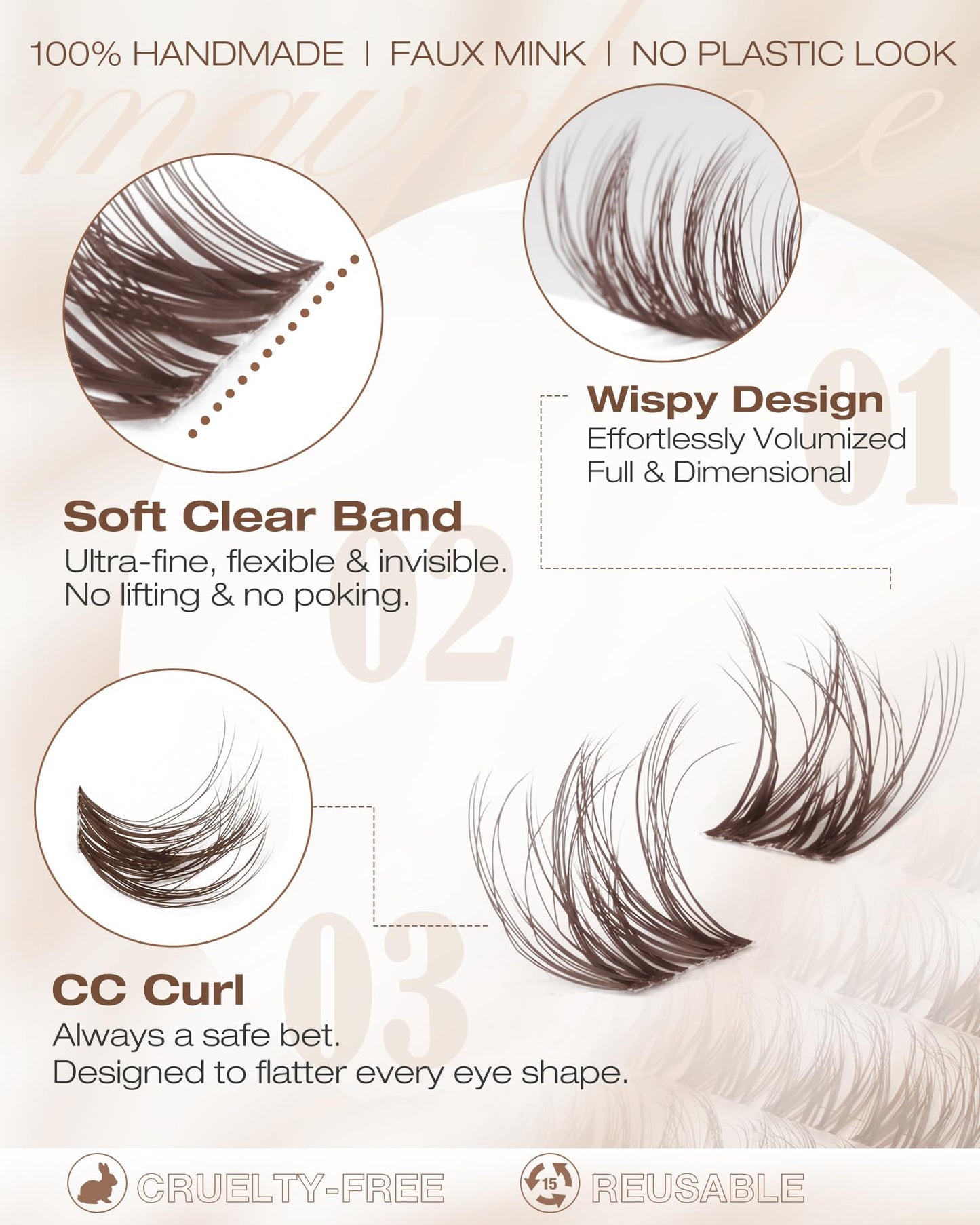 Brown Lash Clusters Kit Spider Cluster Eyelash Extensions Kit Fluffy Wispy Individual Lash Extensions 10-16MM CC Curl Clear Band Eyelash Clusters Beauty and Personal Care Mavphnee
