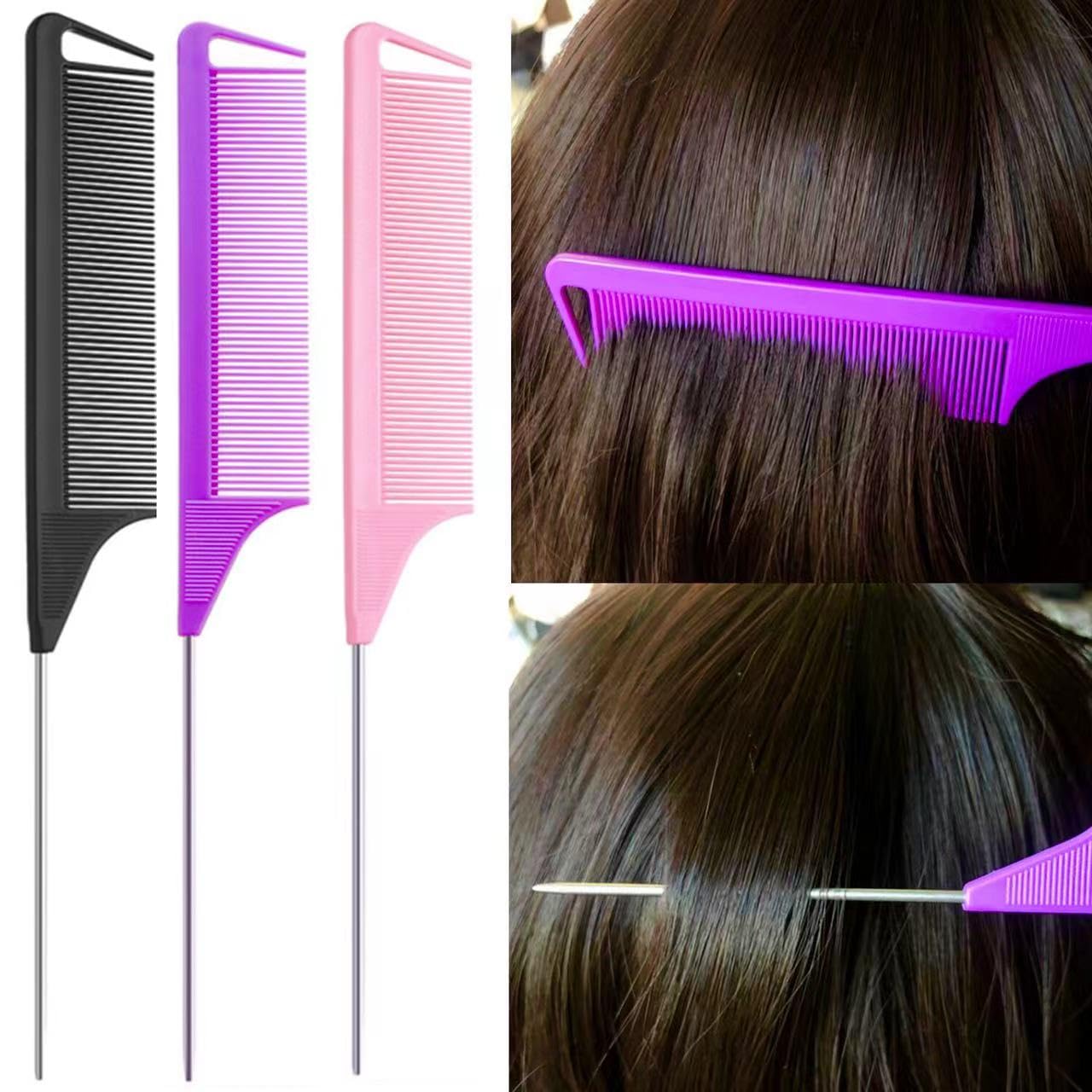 Luumxai 9pcs Topsy Hair Tail Tool and rat tail comb set,6pcs French Braiding Tool ring,3Pcs Metal Parting Combs,Woman Girl Hair Styling (Pink,Purple Beauty and Personal Care Luumxai