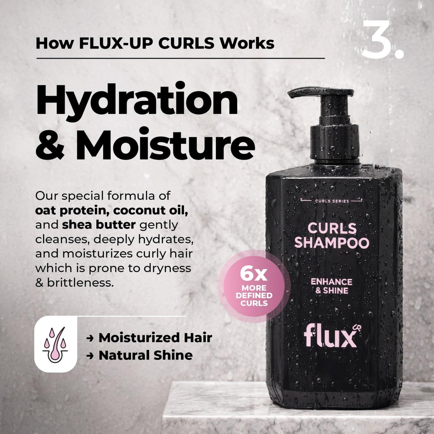 FLUX UP Curly Hair Shampoo & Conditioner Set - Hydrating Curl Shampoo & Conditioner for Curly & Wavy Hair for Women & Men - Sulfate-Free Frizz Control