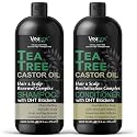 Tea Tree Oil Shampoo and Conditioner Set with Castor Oil, DHT Blockers, Itchy Scalp Relief, Supports Fuller Hair, Cleanses Dandruff & Buildup, For Men