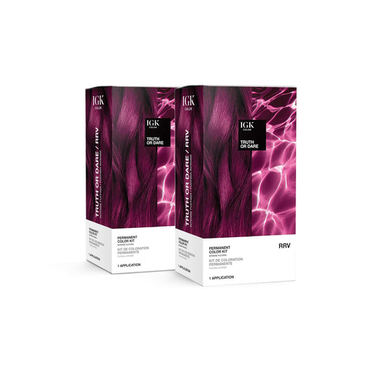 IGK Permanent Hair Color Kit | RRV Truth or Dare - Intense Fuchsia | 100% Gray Color Coverage + Strengthen + Shine | Ammonia Free Beauty & Personal Care IGK