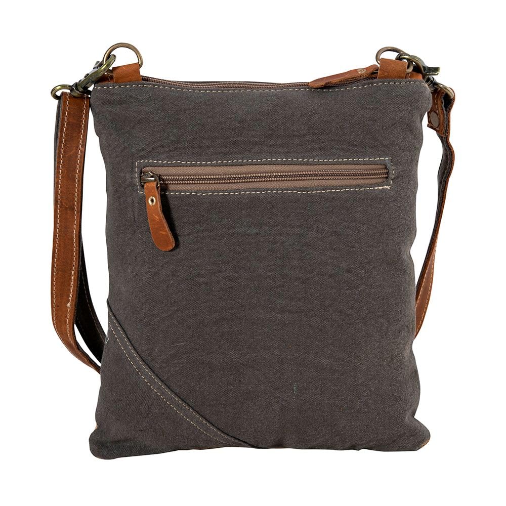 Myra Bag Crossbody Bag for Women - Western Upcycled Canvas & Leather Shoulder Handbag Brown