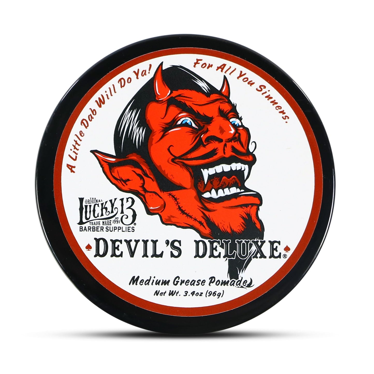 Lucky 13 Devil's Deluxe Grease Pomade 3.4oz | Oil Based | Medium Hold and Shine