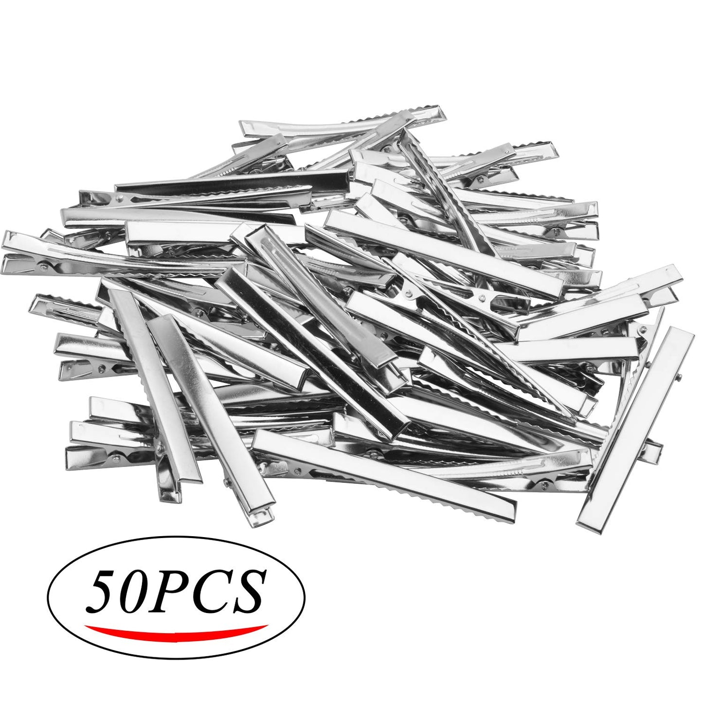 DIY Hair Clips, 50pcs 7.5cm / 3" Metal Alligator Hair Clips Duckbill Hair Clips Flat Top with Teeth DIY Accessories Hairpins for Hairbow Accessory