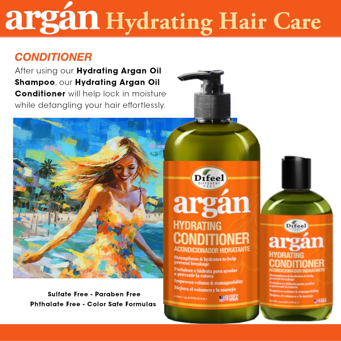 Difeel Hydrating Shampoo & Conditioner Dual Packet 2 oz. - Travel Size Shampoo & Conditioner Packette (1 Ounce Each)