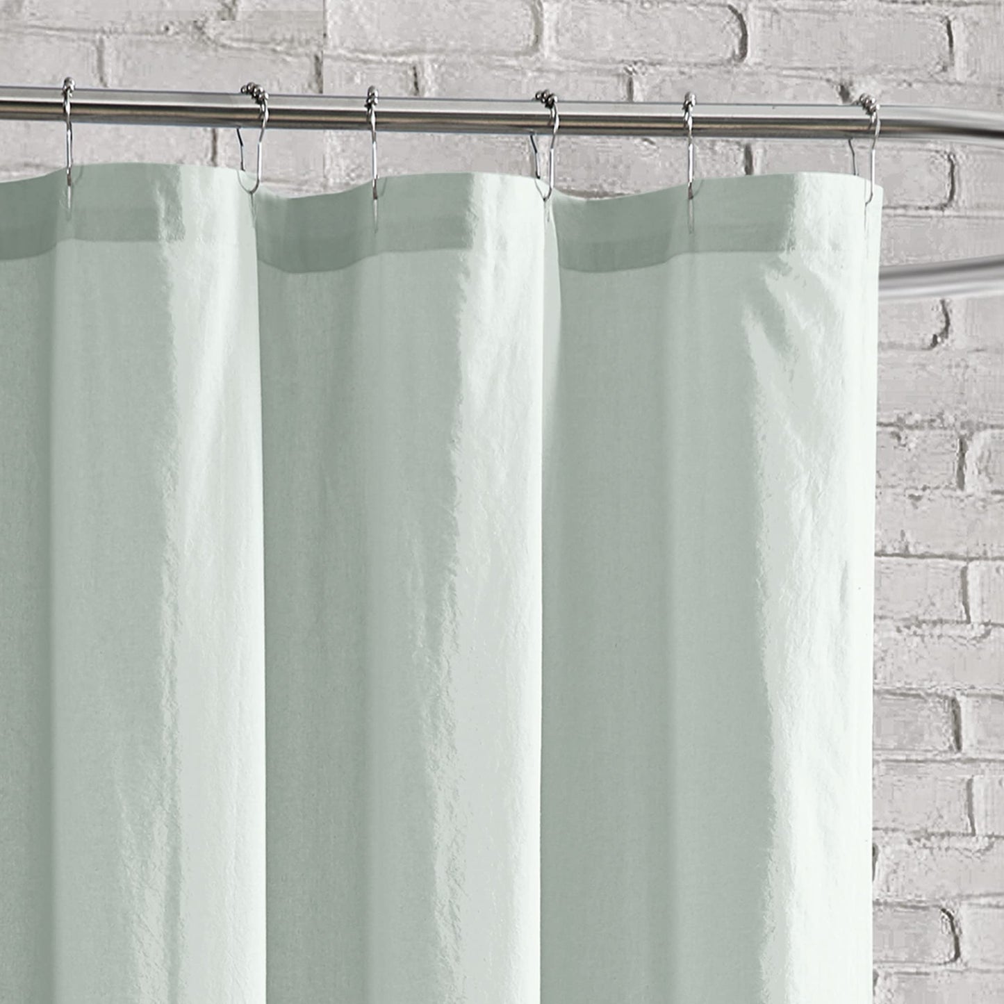 Peri Home 100% Cotton Sage Fabric Shower Curtain for Bathroom, 72 x 72 inches, Green Chenille Rose