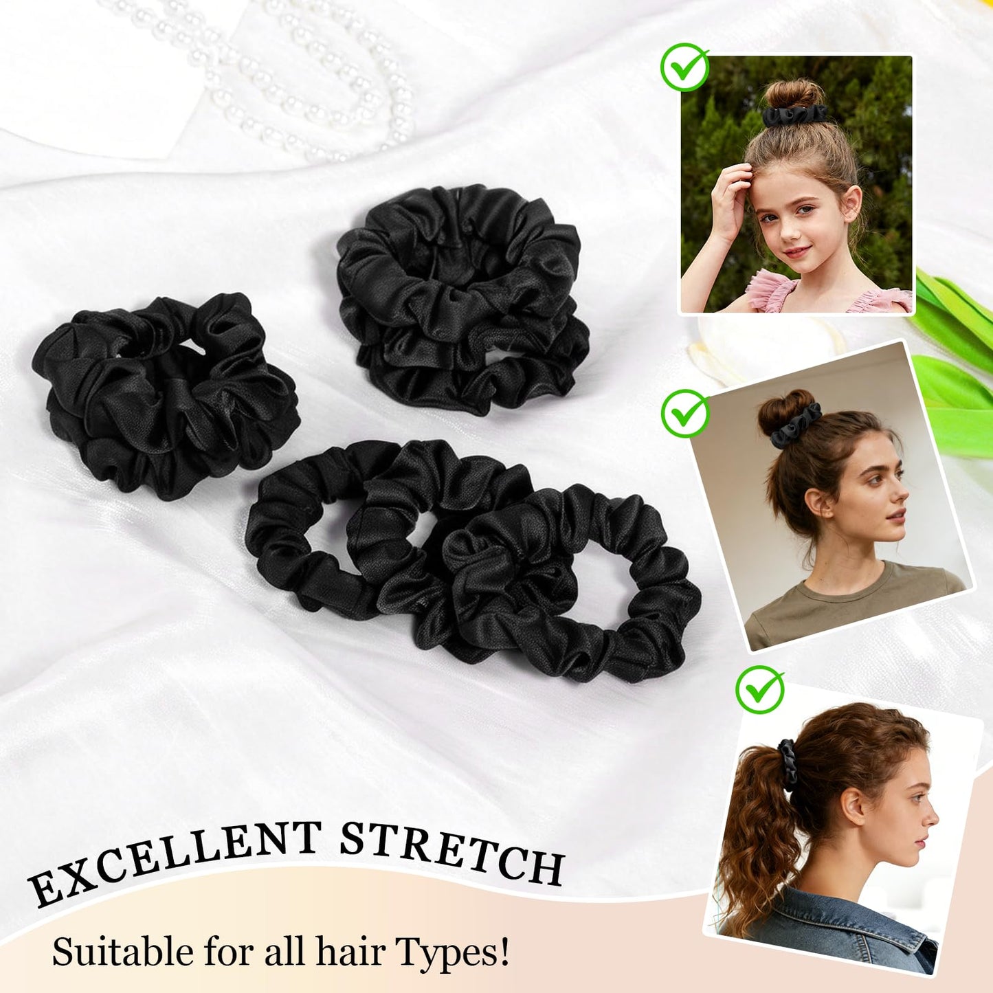 Satin Scrunchies for Women - 8PCS Blush & Brown Silk Hair Ties Set - No Crease, Frizz-Free, Gentle Elastic Hair Bands, Soft & Stylish Everyday Hair Beauty and Personal Care SEVEN STYLE