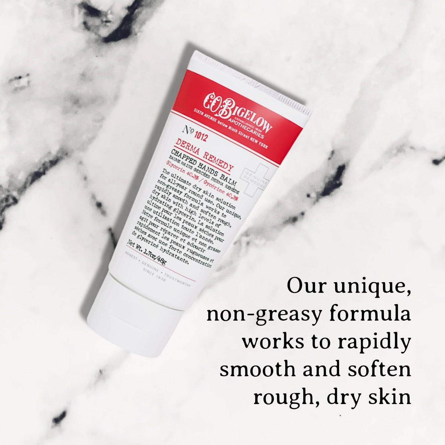 C.O. Bigelow Chapped Hands Balm, No. 1012 with Glycerin (40.3%) 1.7 oz, Hand Lotion Cream for Women and Men to Soften Dry Cracked Skin