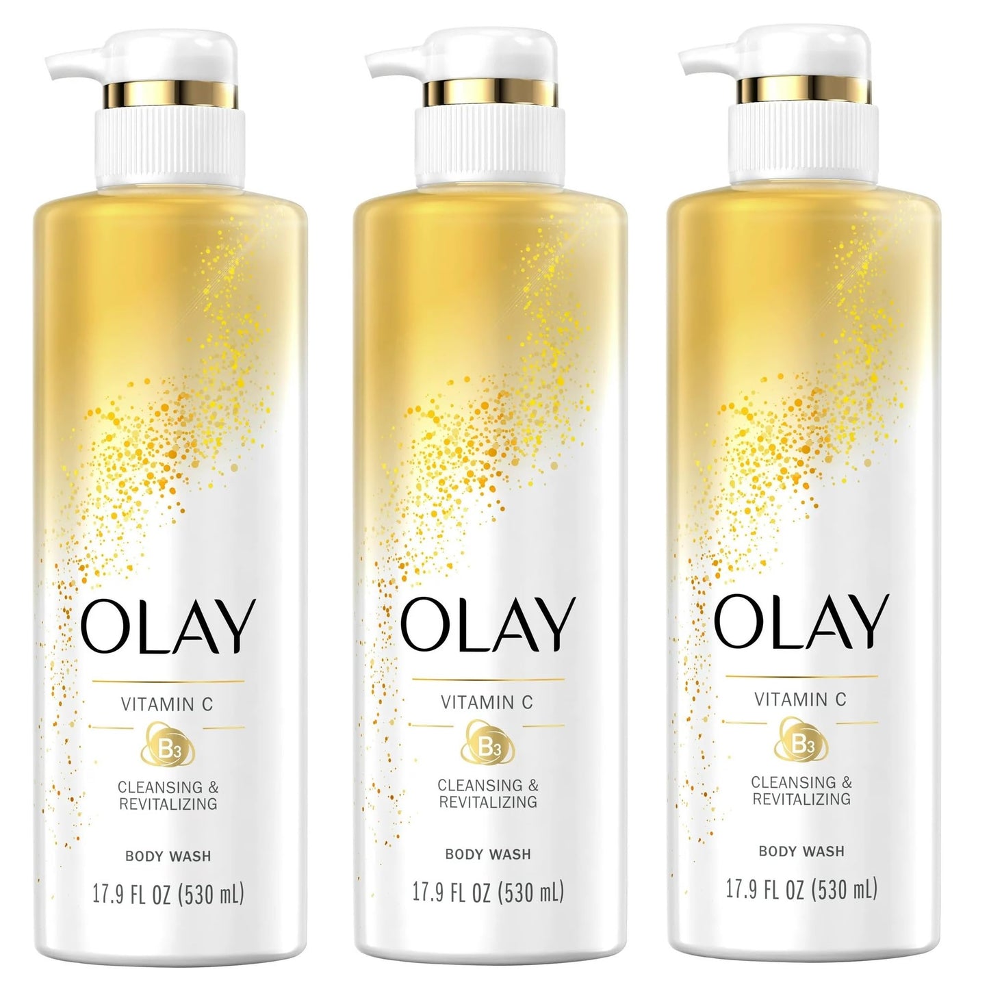 Olay Body Wash with Vitamin C and Vitamin B3, Cleansing & Revitalizing, 17.9 FL Oz (530mL) (3)