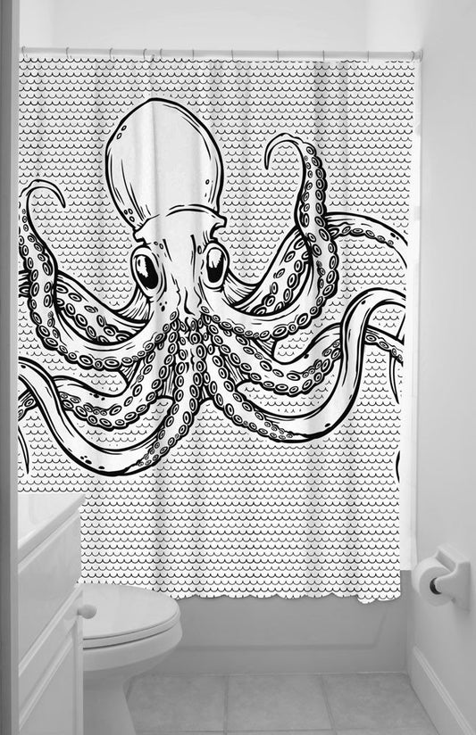 Sourpuss Octopus Shower Curtain, 72 Inch X 78 Inch