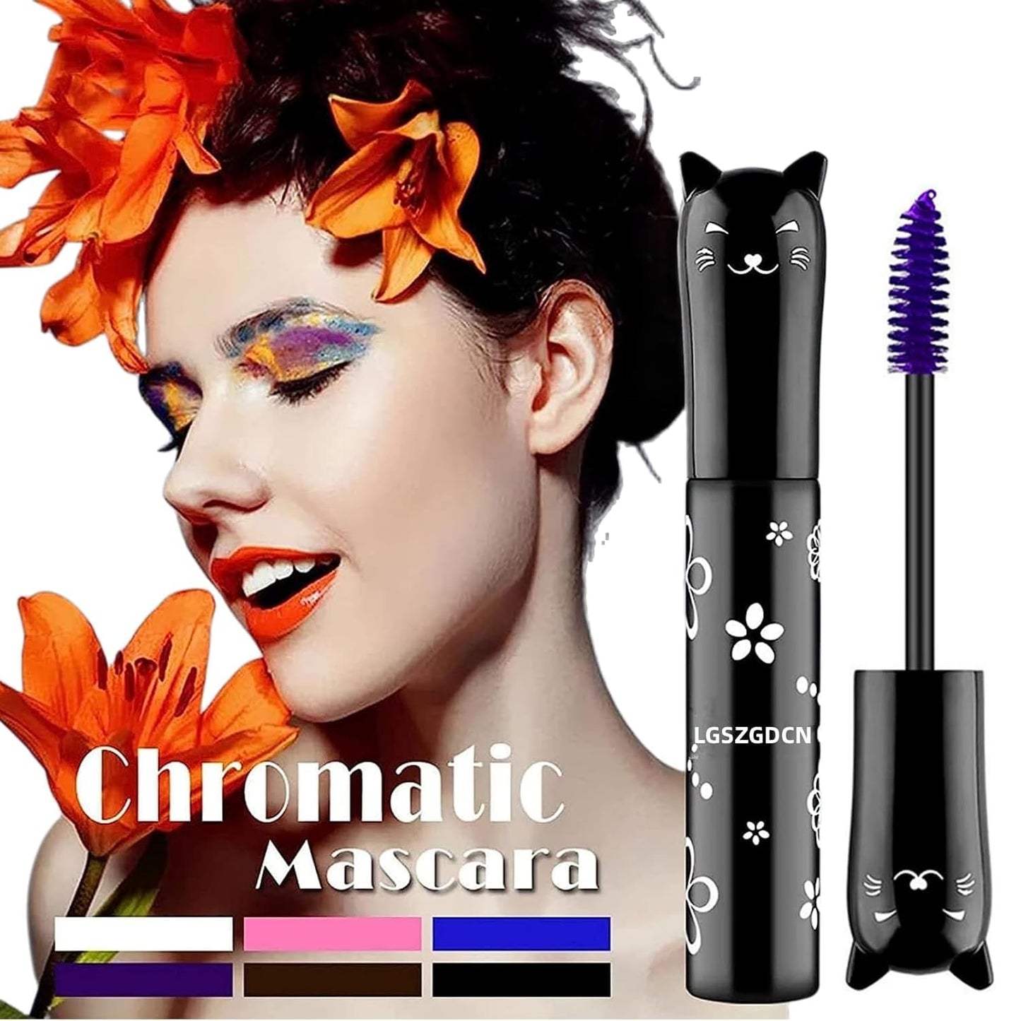 LGSZGDCN 2 PCS Purple Cat eye mascara Colored Makeup Waterproof Fast Dry Eyelashes Curling Lengthening Makeup Eye Lengthening, Lifting, Curling