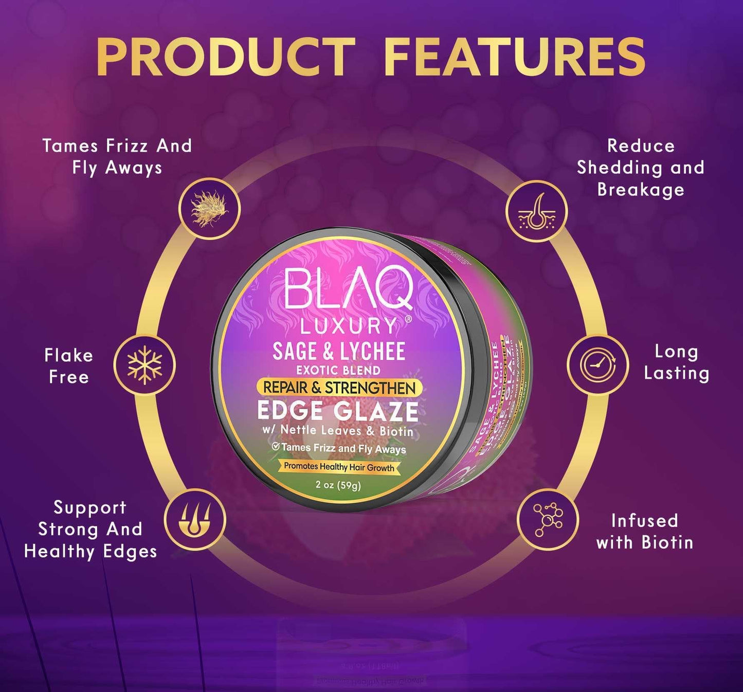 Blaq Luxury Sage & Lychee Repair and Strengthen Edge Glaze - 2oz