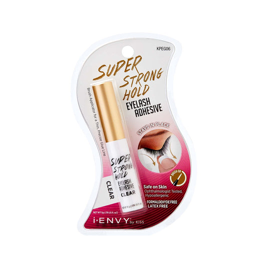 i-Envy by KISS Super Strong Hold Eyelash Adhesive, Waterproof Long-Lasting Strip Lash Glue, Natural-Looking Allergy & Latex Free with Brush Applicator