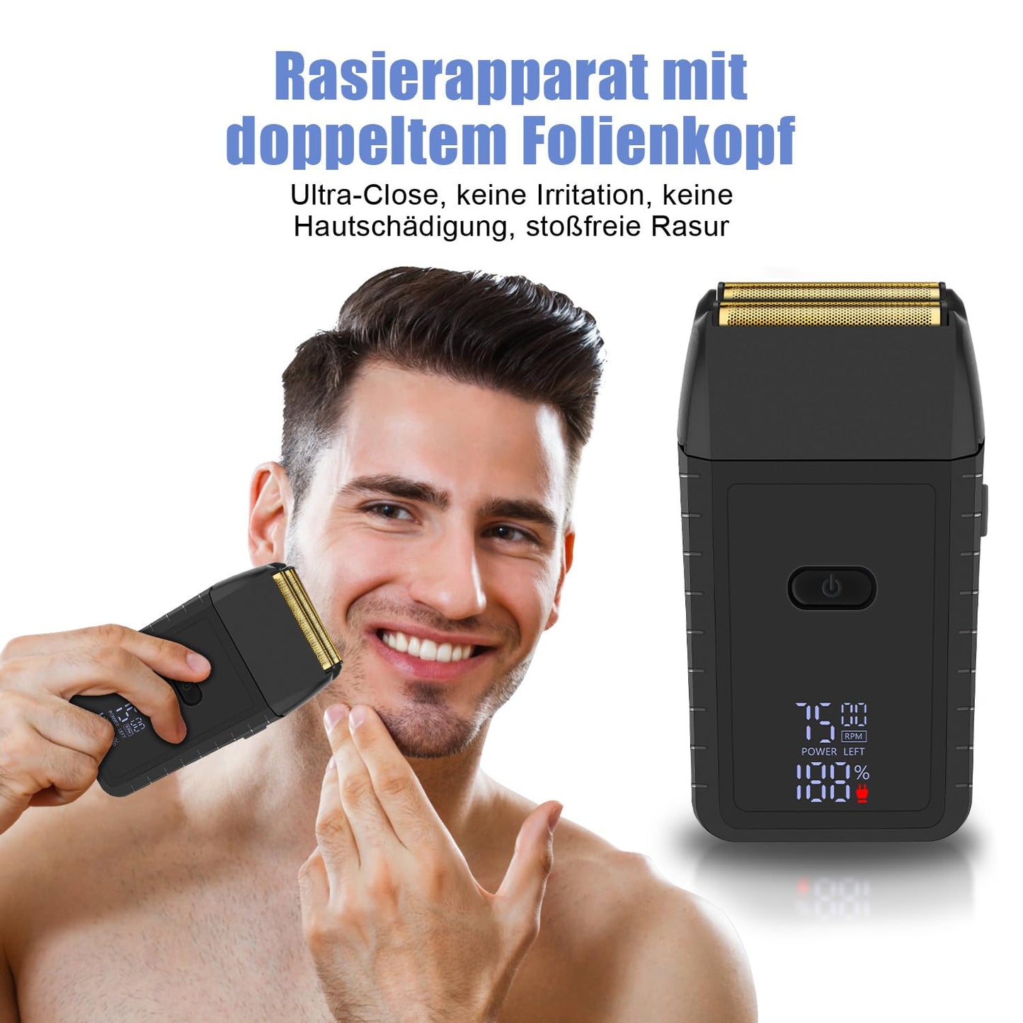 Electric Foil Shavers for Men: Portable Mini Electric Razor for Face - IPX7 Waterproof Cordless Razor with LED Display & Fast Charge - Double Floating Beauty and Personal Care QDKVTNDJZ