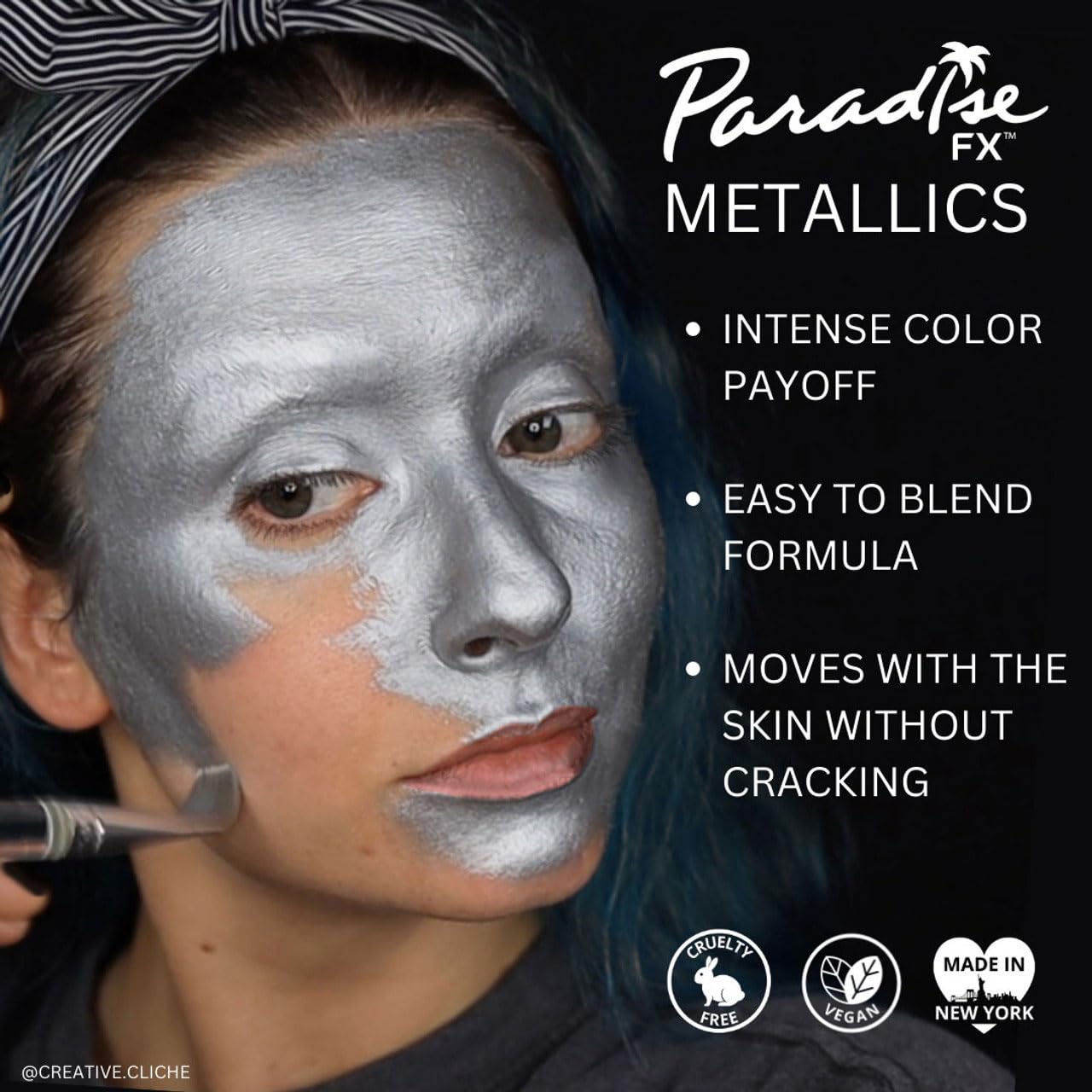 Mehron Paradise FX Metallics - Metallic Fuchsia 0.25 oz | Pro Water-Activated Shimmer Paint for Raves, Costumes, SFX, Halloween, Stage, Screen Beauty and Personal Care Mehron