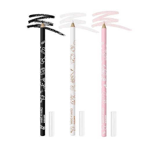 wet n wild Hello Kitty 3-Piece Eyeliner Pencil Set, Multi-Functional Smooth Creamy Versatile Application, Long-Wearing Finish, Cruelty-Free & Vegan