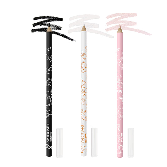 wet n wild Hello Kitty 3-Piece Eyeliner Pencil Set, Multi-Functional Smooth Creamy Versatile Application, Long-Wearing Finish, Cruelty-Free & Vegan