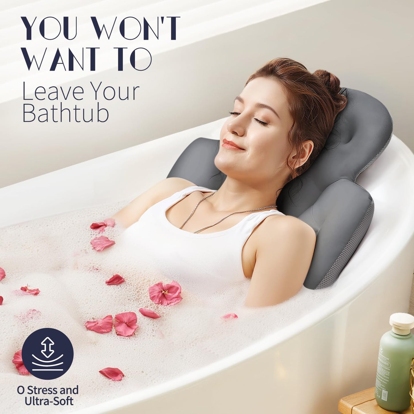 Full Body Bath Pillow for Bathtub, Thick Bathtub Cushion, Luxury Tub Pillow for Bath for Headrest Neck and Back Support Gray 51" x 16" Beauty and Personal Care VOXOR