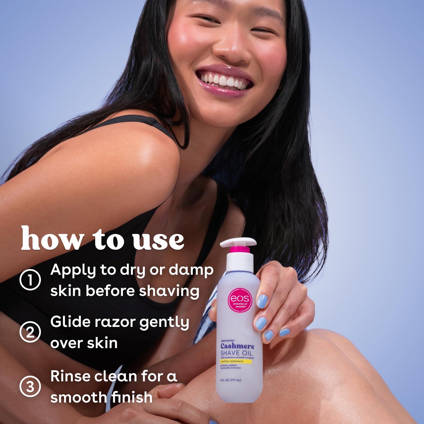 eos Cashmere Shave Oil - Vanilla Cashmere, Moisturizing Shave Oil with Shea Butter & Glycerin, Helps Prevents Irritation & Razor Burn, Vegan, 6 fl oz