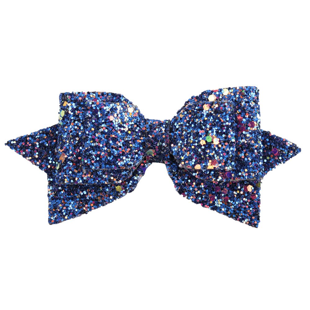 5 Inch Glitter Hair Bows Boutique Hair Clips 6 Pcs Multi Color Glitter Sequins Big Hair Bows for Baby Girls Teens Toddlers