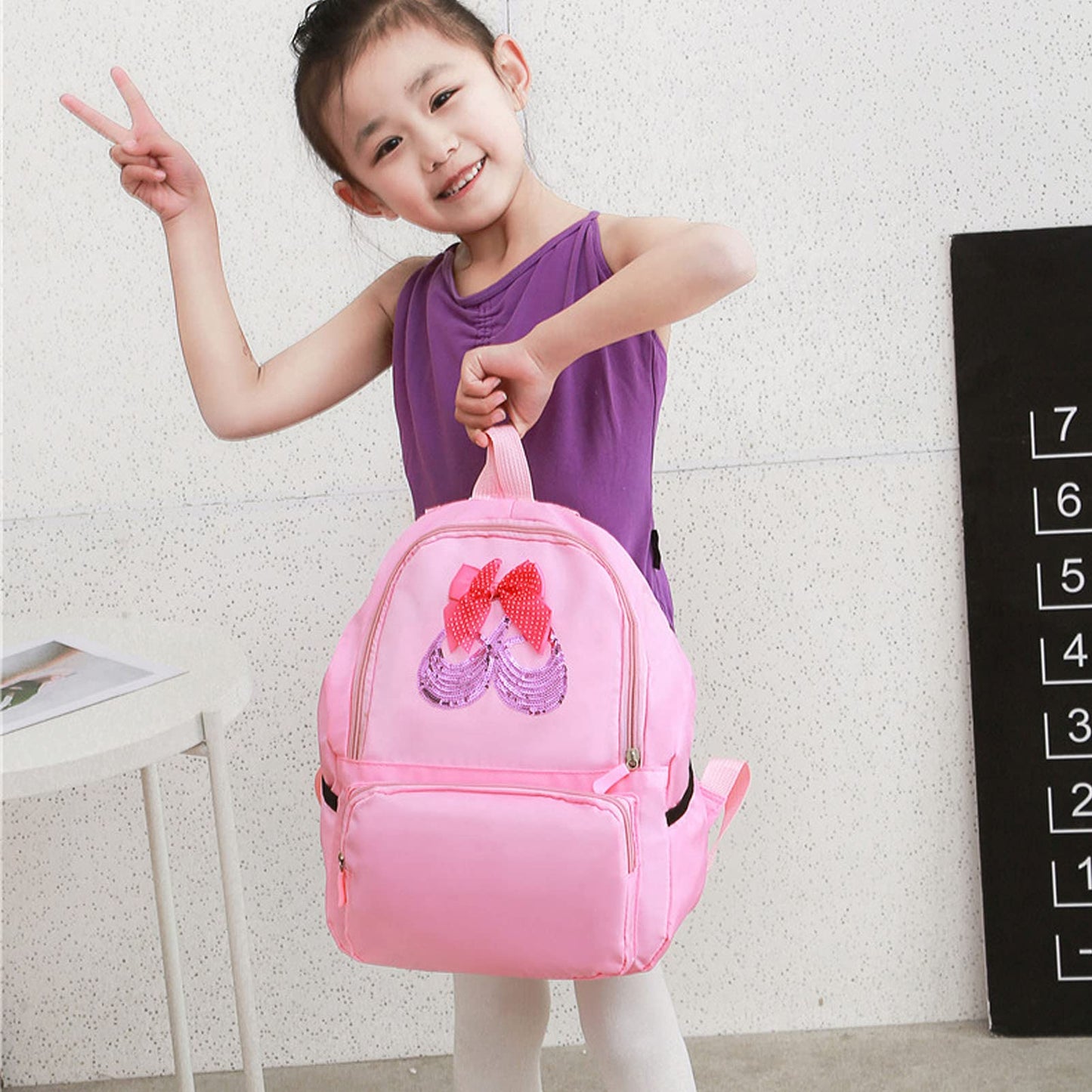 Yitengteng Ballet Dance Backpack for Little Girls Ballerina Bag - Toddler Pint-Sized Gymnastics & Yoga Dance Bag, Storage & Organized Petra Pink