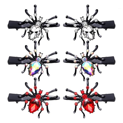 Halloween Spider Hair Clips Sparkle Crystal Spider Hairpins Rhinestone Long Alligator Clips for Women Girls Halloween Party Hair Accessory