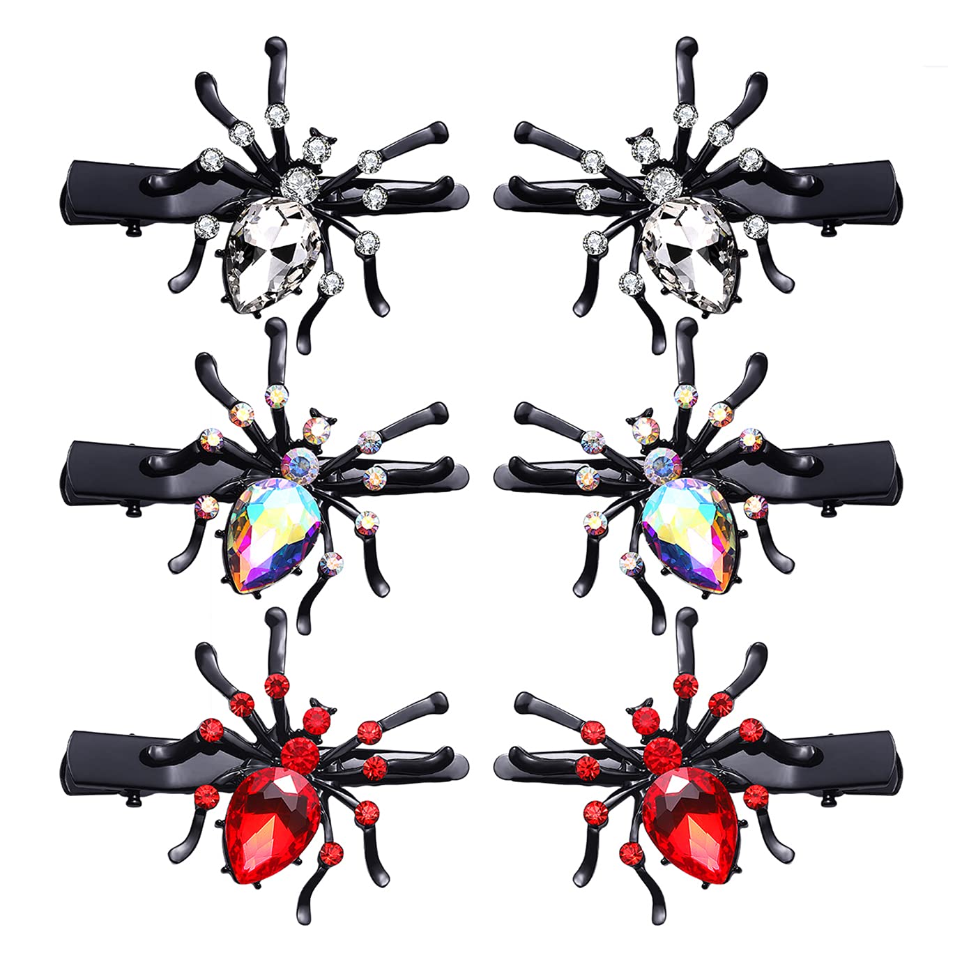 Halloween Spider Hair Clips Sparkle Crystal Spider Hairpins Rhinestone Long Alligator Clips for Women Girls Halloween Party Hair Accessory