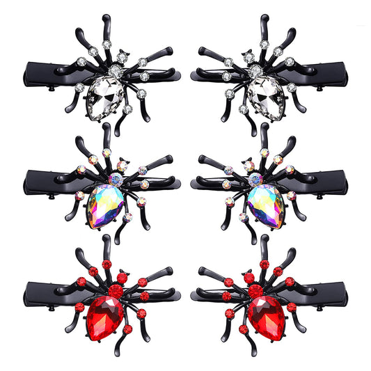 Halloween Spider Hair Clips Sparkle Crystal Spider Hairpins Rhinestone Long Alligator Clips for Women Girls Halloween Party Hair Accessory