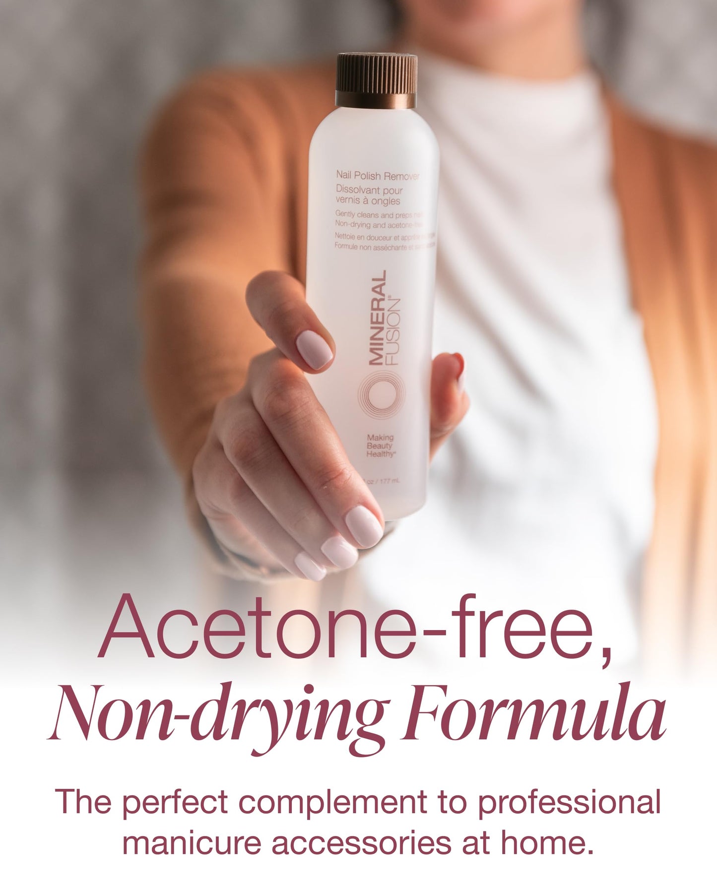 Mineral Fusion Nail Polish Remover - Acetone-Free Nail Care with Natural Solvents - Non Drying Liquid Formula - 6 fl oz