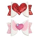 Valentines Glitter Hair Clips Love Heart Sequins Bows Hair Pins Kids Girls Party Hair Accessories for Valentine's Day Birthday Holiday Hair