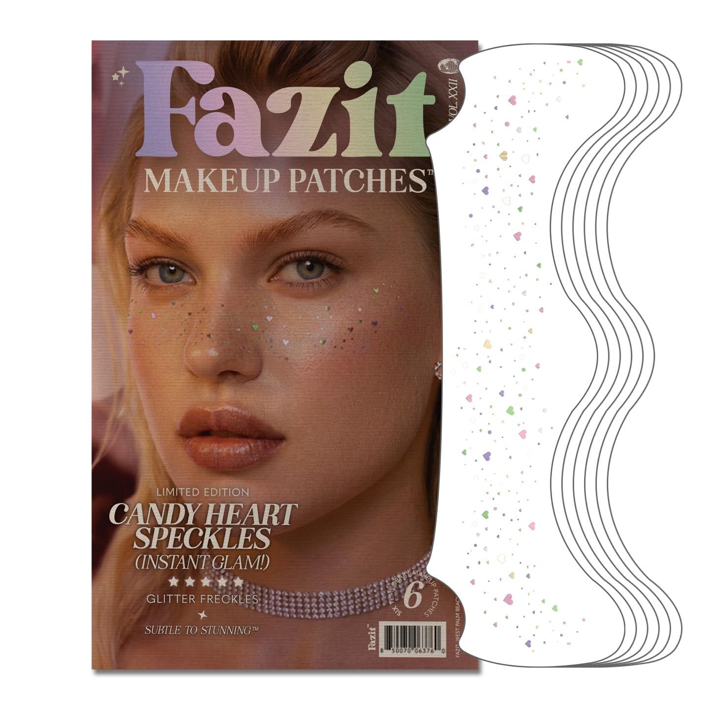 Fazit Makeup Patches - Candy Heart Speckles - Glow Up Make-Up Patches - Cute Glitter Makeup Accessories for Women - Cosmetic Glitter for Face