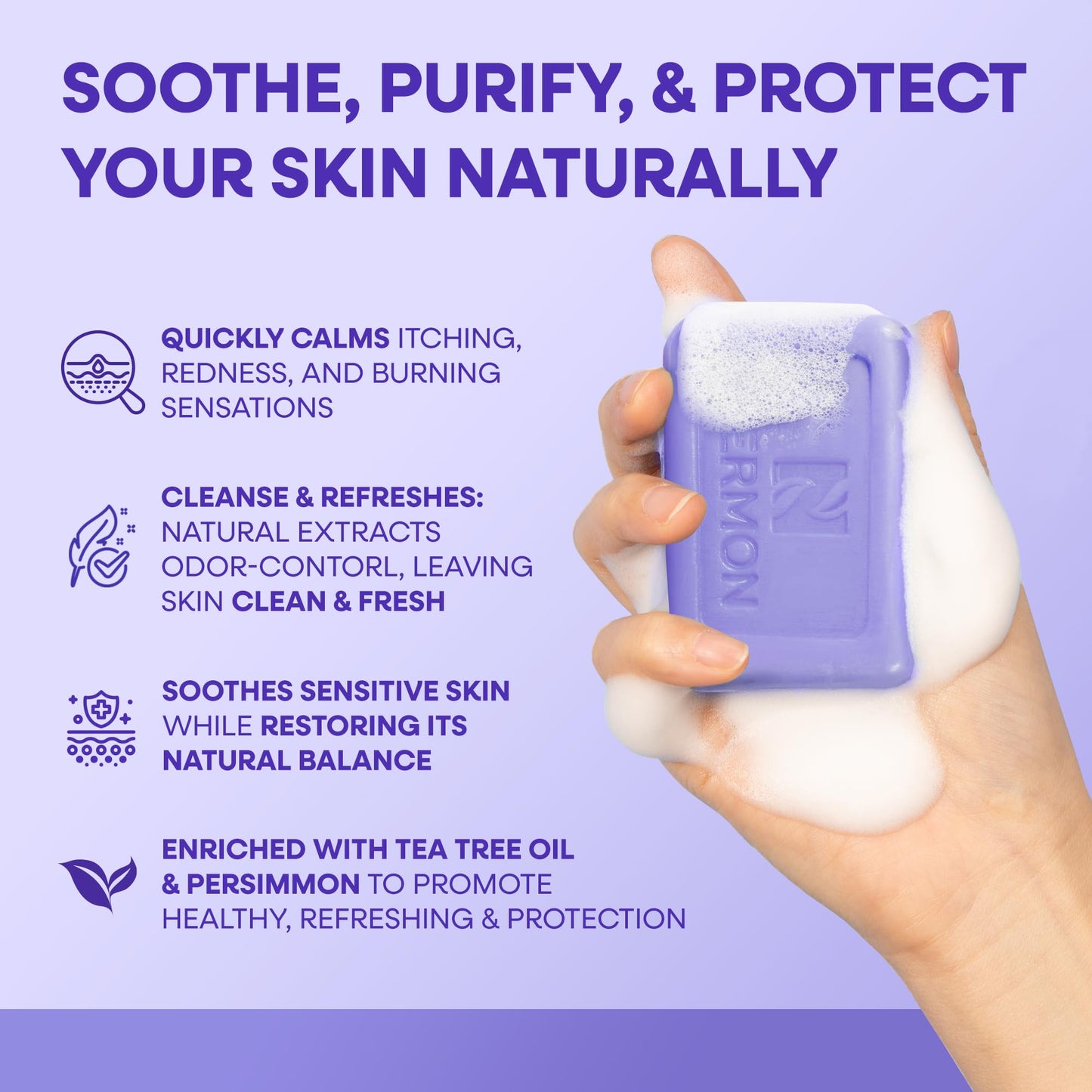 Hermon Antifungal Bar Soap: Antifungal Soap for Ringworm, Jock Itch & Athlete's Foot with Tea Tree Oil - Tolnaftate 1% Medicated Anti Fungal Treatment Beauty & Personal Care Hermon