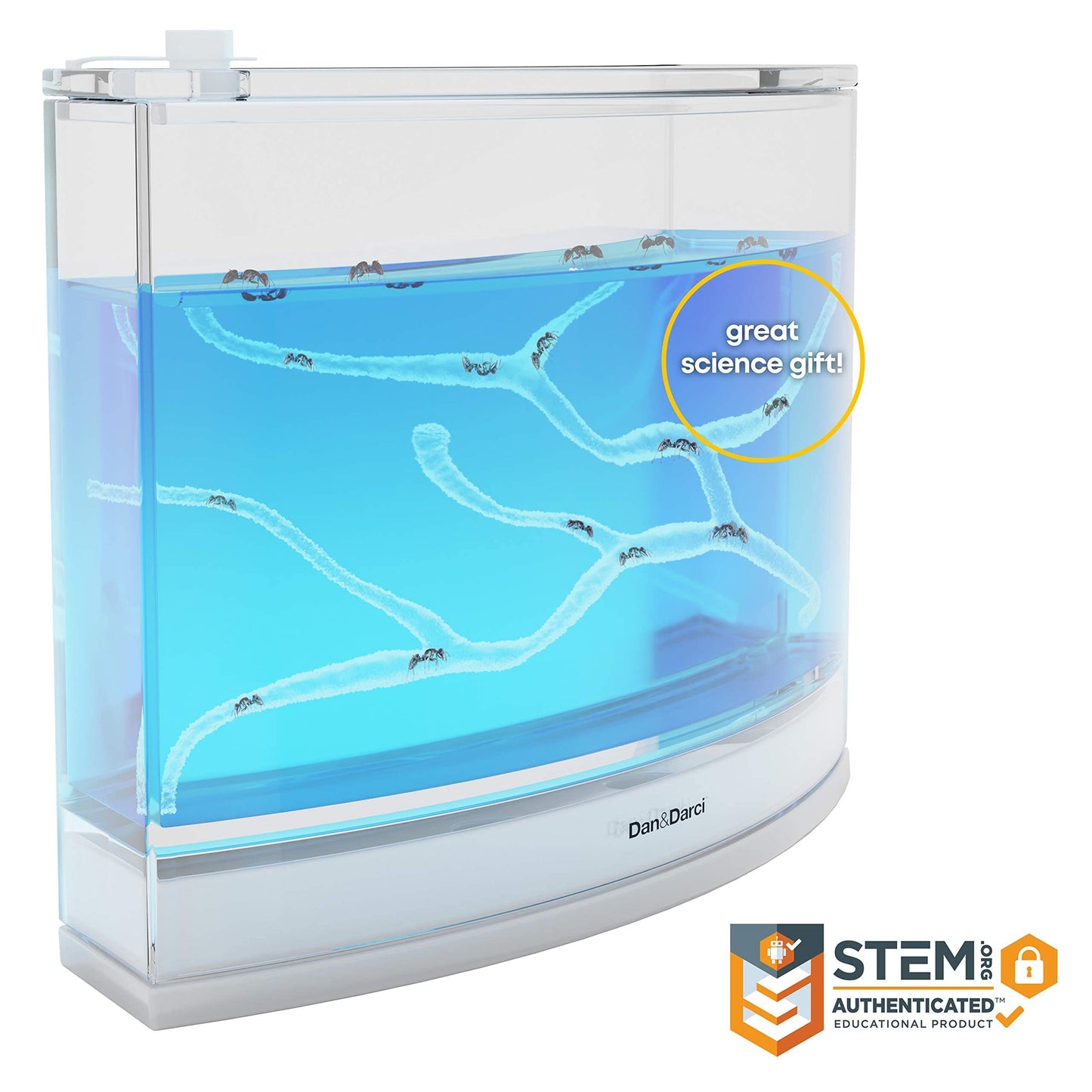 Dan&Darci Light-Up Ant Farm Terrarium – LED Habitat with Nutrient-Rich Gel, Watch Ants Dig Tunnels, Fun STEM Science Kit & Gift for Kids