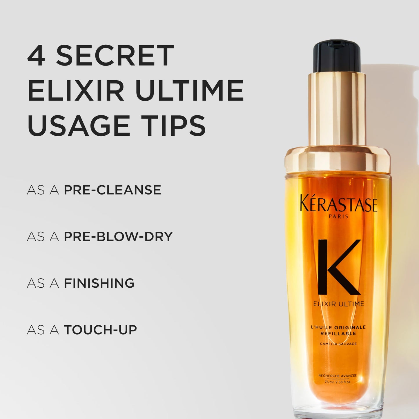 Kerastase Elixir Ultime Refillable Hair Oil - Hydrates & Smoothes Frizz, Adds Shine, With Wild Camellia, Nourishes & Strengthens Hair, For All Hair Beauty and Personal Care KÉRASTASE