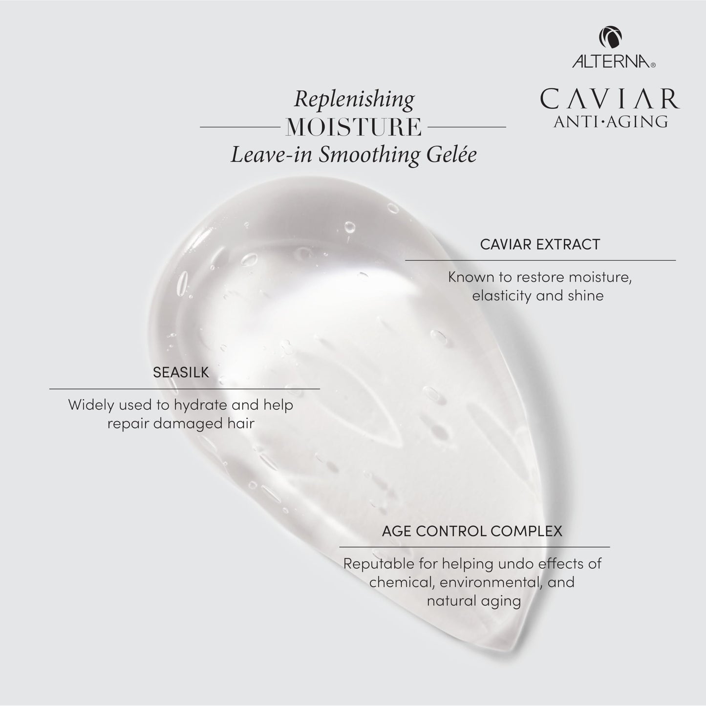 Alterna Caviar Anti-Aging Replenishing Moisture Leave-in Smoothing Gelee, Lightweight Styling For Dry Hair,Sulfate Free ,3.4 Fl Oz (Pack of 1)
