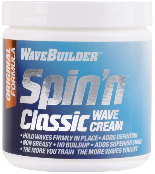 WaveBuilder Spin'n Classic Wave Cream, Strong Original Formula Holds Hair Waves, 8 Ounce