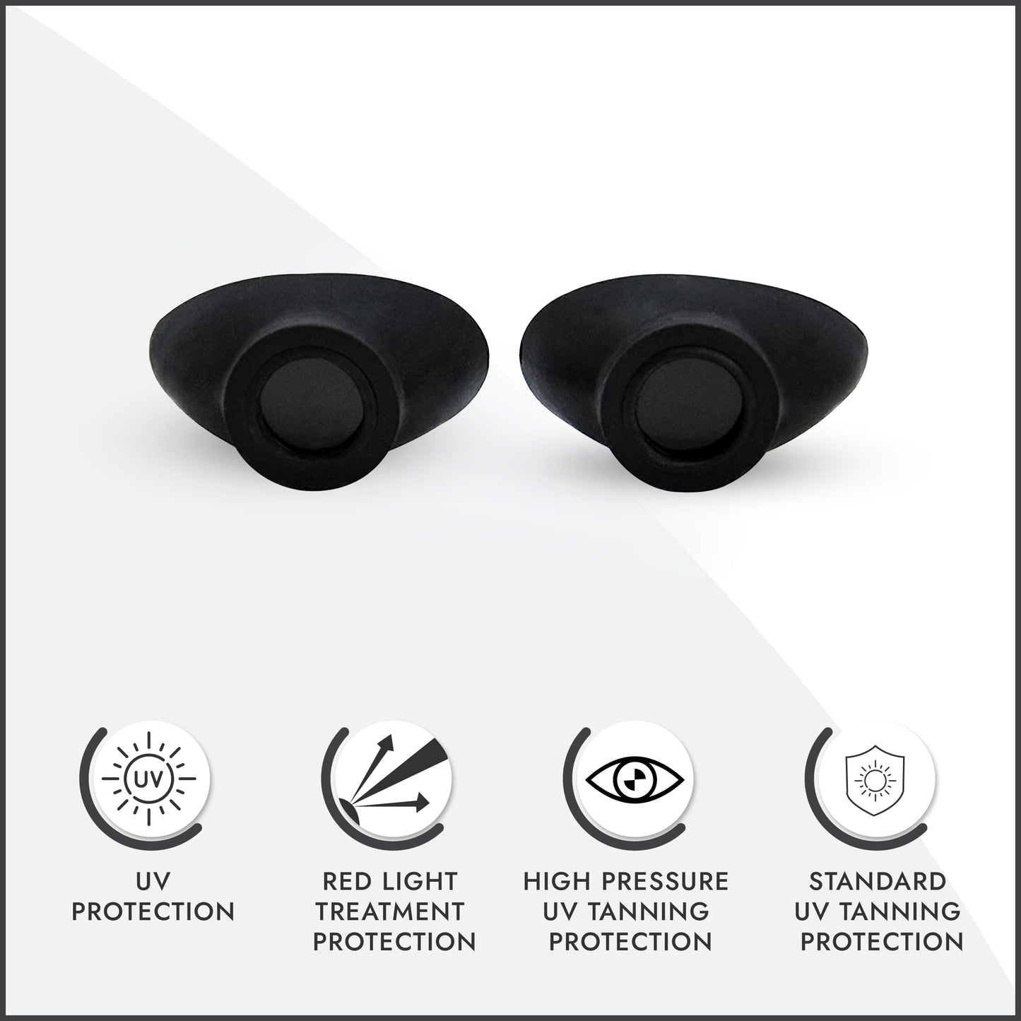 Super Sunnies Slim Flex Strapless UV Eye Protection, FDA Compliant, Individual Tanning Goggles Eyeshields (Black)