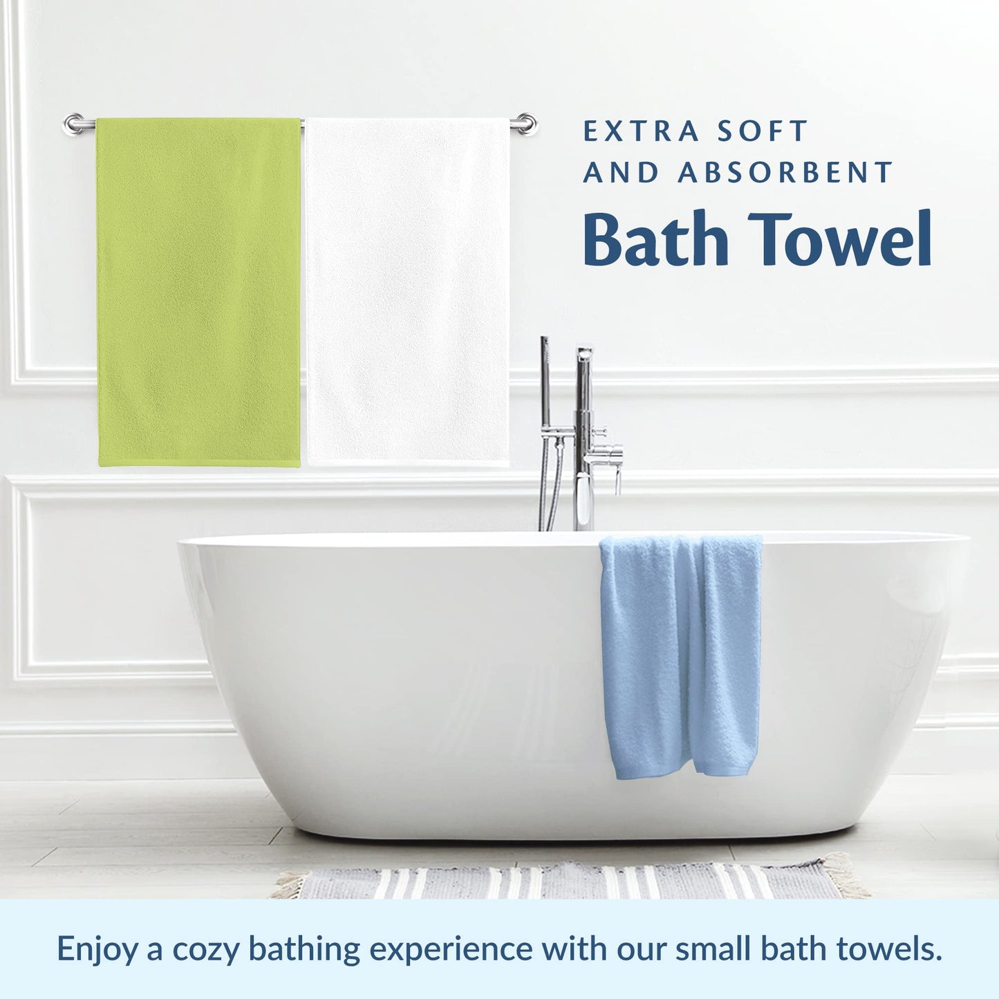 Groko Textiles Small and Lightweight Cotton Towels Assorted Pastel Mix 24 x 40 inches Towels (6) Perfect Size for Hair Drying and Small Children