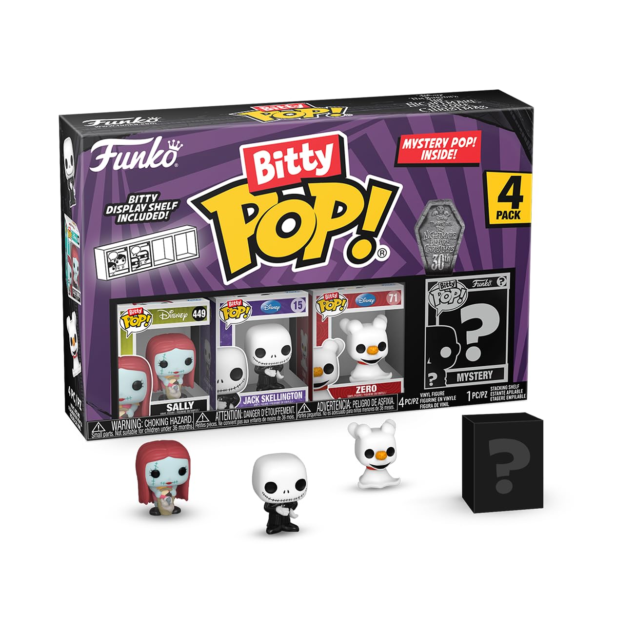 Funko Bitty Pop The Nightmare Before Christmas - Sally, Jack Skellington, Zero and A Surprise Mystery Mini Figure - 0.9 Inch (2.2 Cm) Collectable…
