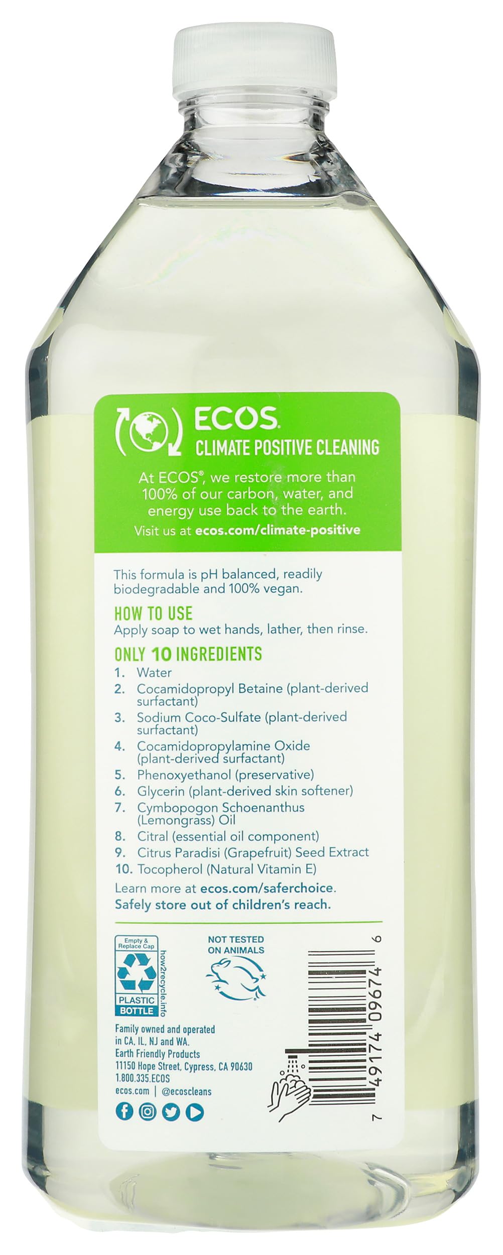 ECOS Hypoallergenic Hand Soap, Lemongrass 32 Fl Oz Beauty & Personal Care ECOS