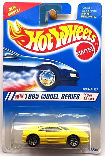 Hot Wheels 1995 Model Series 10/12 Yellow Ferrari 355 7SPOKE 'New Model' Card