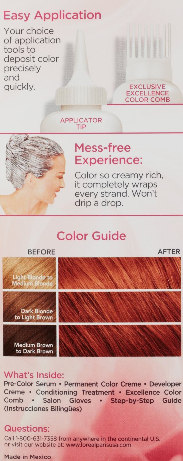 L'Oreal Paris Excellence Creme Triple Protection Hair Color, Light Auburn (Warmer) [6R] 1 ea (Pack of 2)