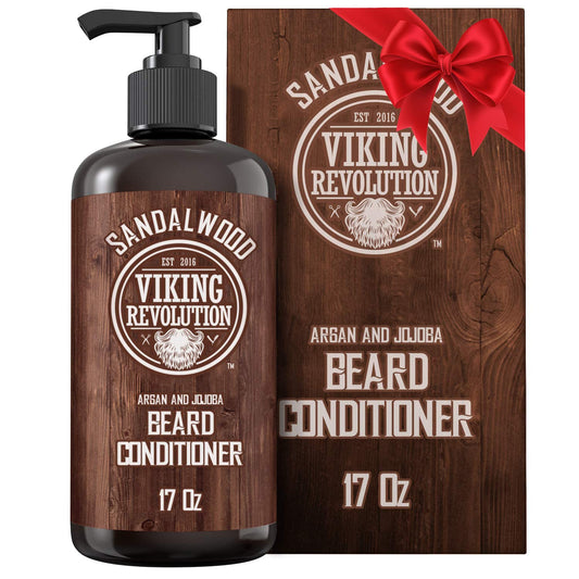 Viking Revolution Beard Conditioner w/Argan & Jojoba Oils - Softens & Strengthens - Sandalwood Scent - Beard Conditioner w/Beard Oil (17oz